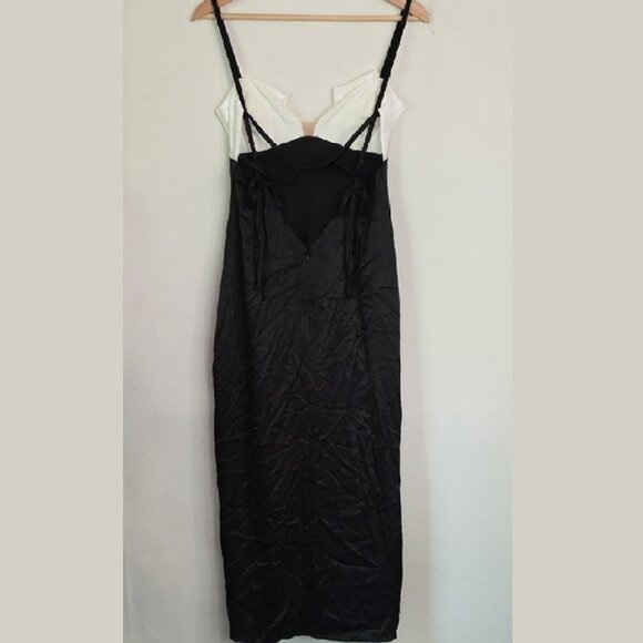 NWT FOR LOVE AND LEMONS RITA ROSETTE BLACK AND WHITE SLIP DRESS SIZE S - Picture 6 of 11